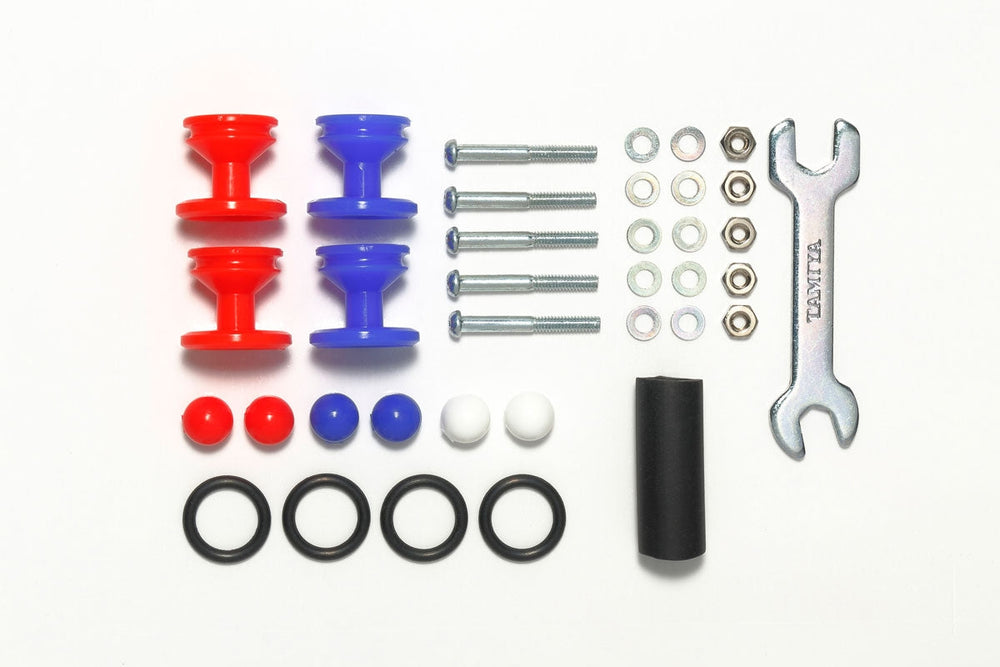 Tamiya JR Plastic Double Rollers, Low Friction Red/Blue 13-12mm 15525 (ONLINE ORDER ONLY)