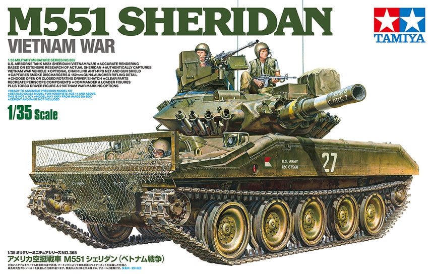 Tamiya 1/35 US Airborne Tank M551 Sheridan Plastic Model Kit (ONLINE ORDER ONLY)