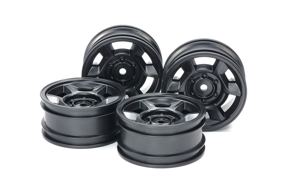 Tamiya CC-02 6-Spoke Wheels (26mm Width Offset +4) Black 4pcs (ONLINE ORDER ONLY)
