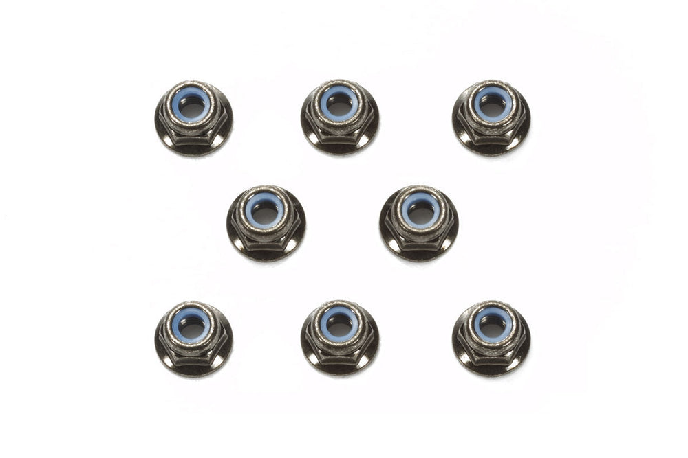 Tamiya 4mm Flange Lock Nut Black / 8p 54642 (ONLINE ORDER ONLY)