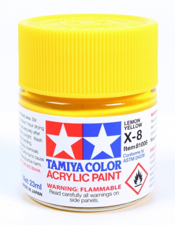 Tamiya Acrylic X-8 Lemon Yellow Paint 23ml Bottle (ONLINE ORDER ONLY)