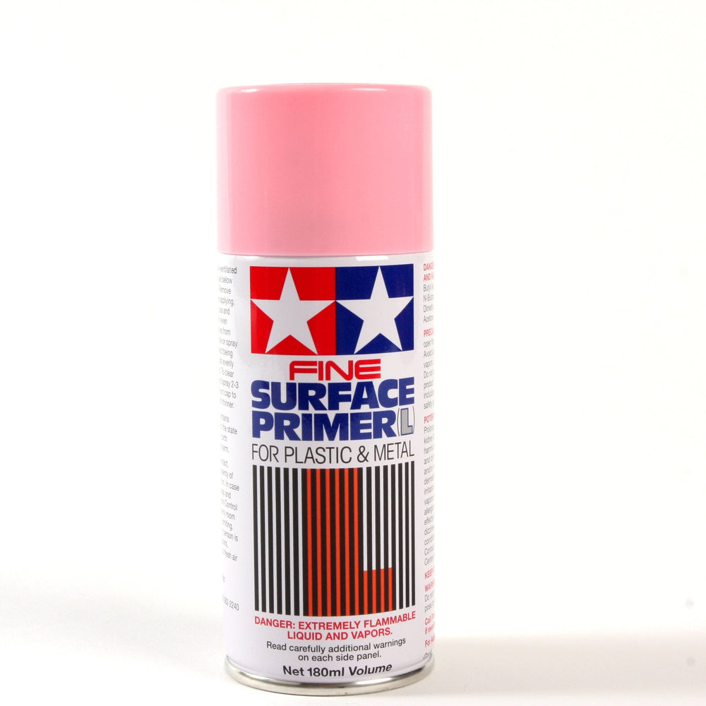 Tamiya Fine Surface Primer L Pink 180ml Spray Can Plastic / Metal (ONLINE ORDER ONLY)