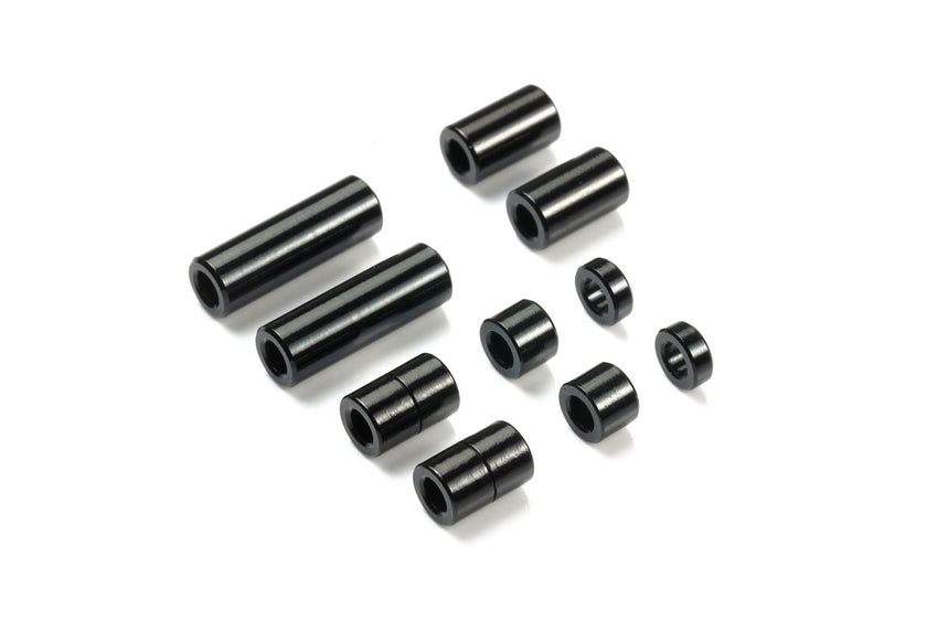 Tamiya JR Aluminum Spacer Set Black (12/6.7/6/3/1.5mm) 2pc each (ONLINE ORDER ONLY)