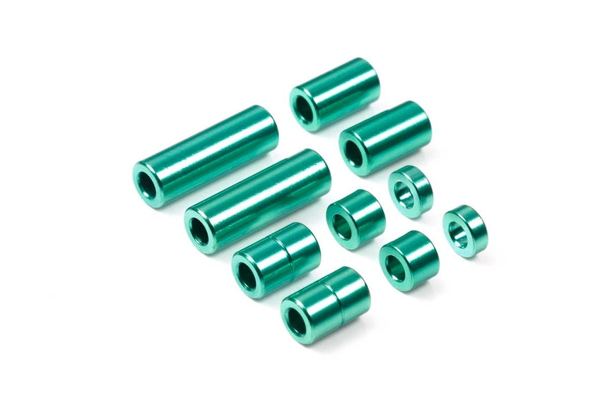 Tamiya JR Aluminum Spacer Set Green 12/6.7/6/3/1.5mm 2pcs Each (ONLINE ORDER ONLY)