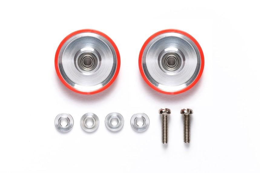 Tamiya JR 17MM Aluminum Ball-Race Rollers With Plastic Rings Dish Type Red (ONLINE ORDER ONLY)