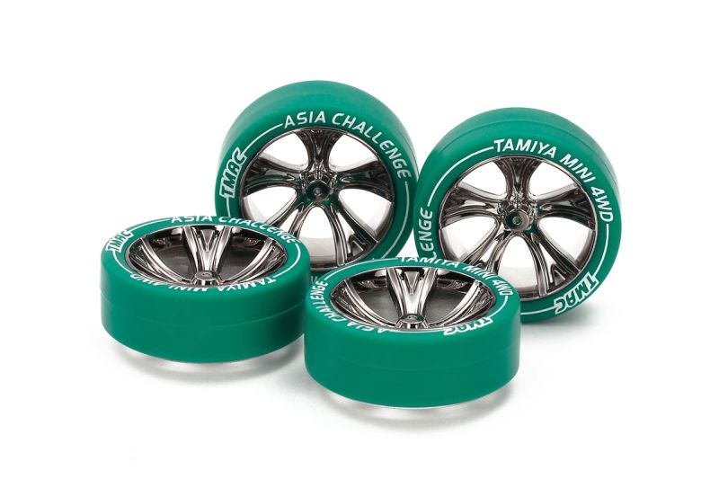 Tamiya Small Diameter Low-Profile Tire & Black Plated A-Spoke 95686 (ONLINE ORDER ONLY)