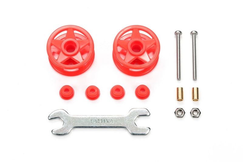 Tamiya JR LF Plastic Double Rollers, 19-19mm Red Mini 4WD Station 95697 (ONLINE ORDER ONLY)