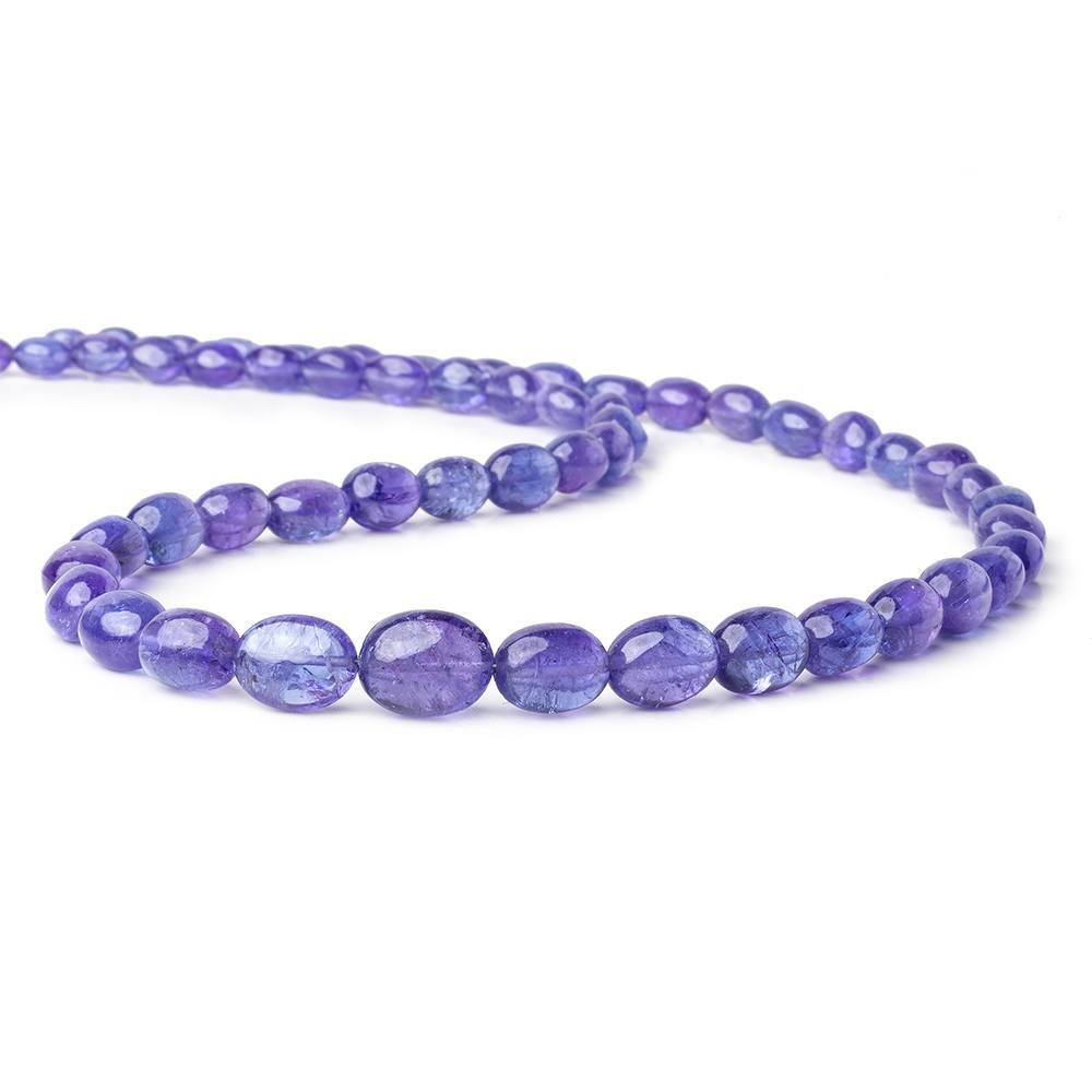 Tanzanite straight drilled plain ovals 6x5mm - 10x9mm 55 beads 18 inch (ONLINE ORDER ONLY)