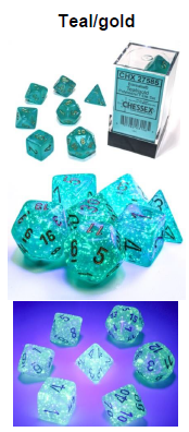 Borealis Teal/gold 7-Dice / 16mm / 12mm / 30mm Luminary (Online Only)