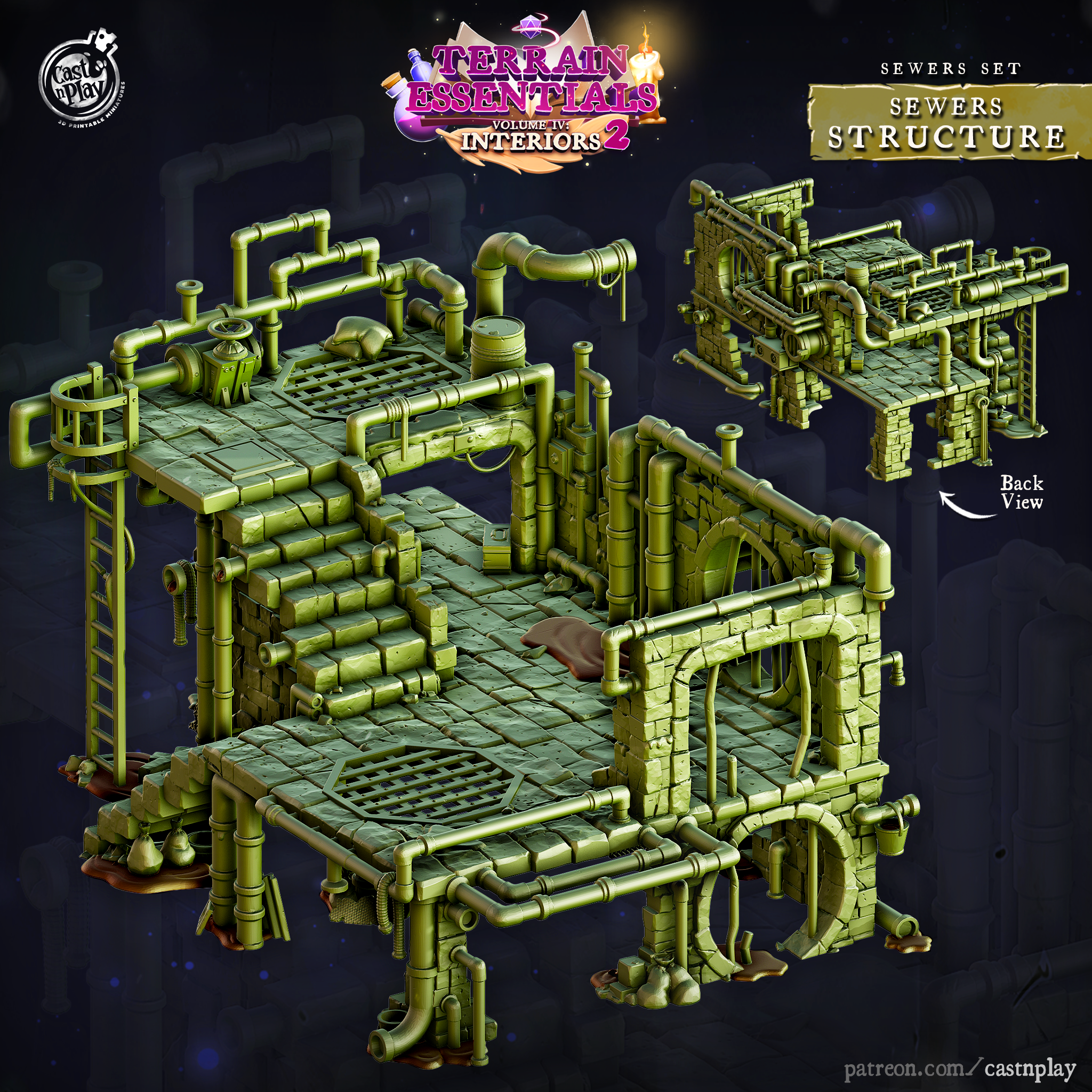 3D Printed Cast n Play Sewers Structure Set 28mm 32mm D&D (Online Only)