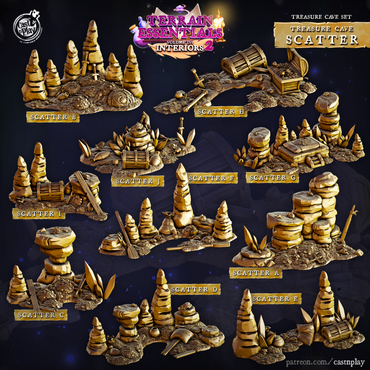 3D Printed Cast n Play Treasure Cave Scatter Terrain Set 28mm 32mm D&D (Online Only)