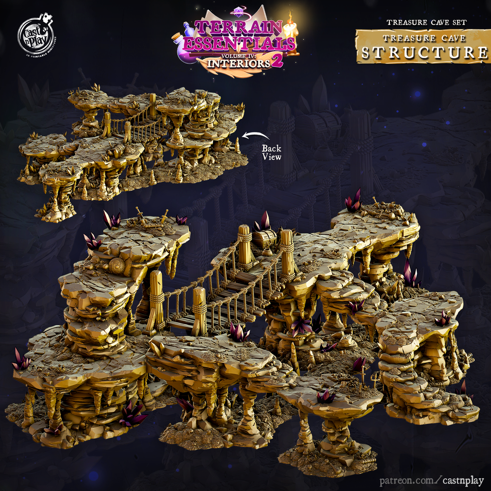 3D Printed Cast n Play Treasure Cave Structure Set 28mm 32mm D&D (Online Only)