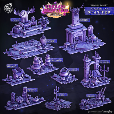 3D Printed Cast n Play Wizard's Lab Scatter Set 28mm 32mm D&D (Online Only)