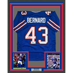 Framed Autographed/Signed Terrel Bernard 35x39 Buffalo Blue Football Jersey Beckett BAS COA