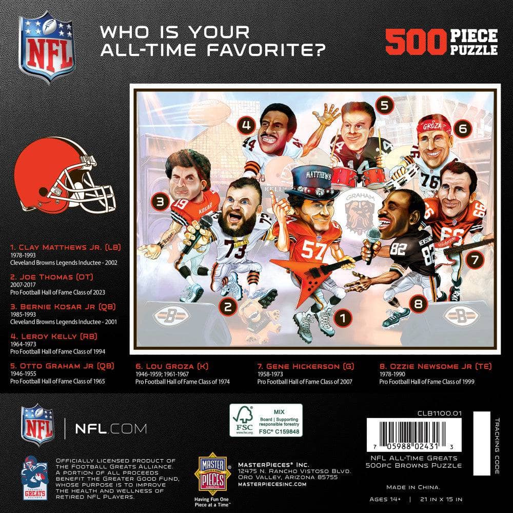 Cleveland Browns - All Time Greats 500 Piece Jigsaw Puzzle (ONLINE ORDER ONLY)
