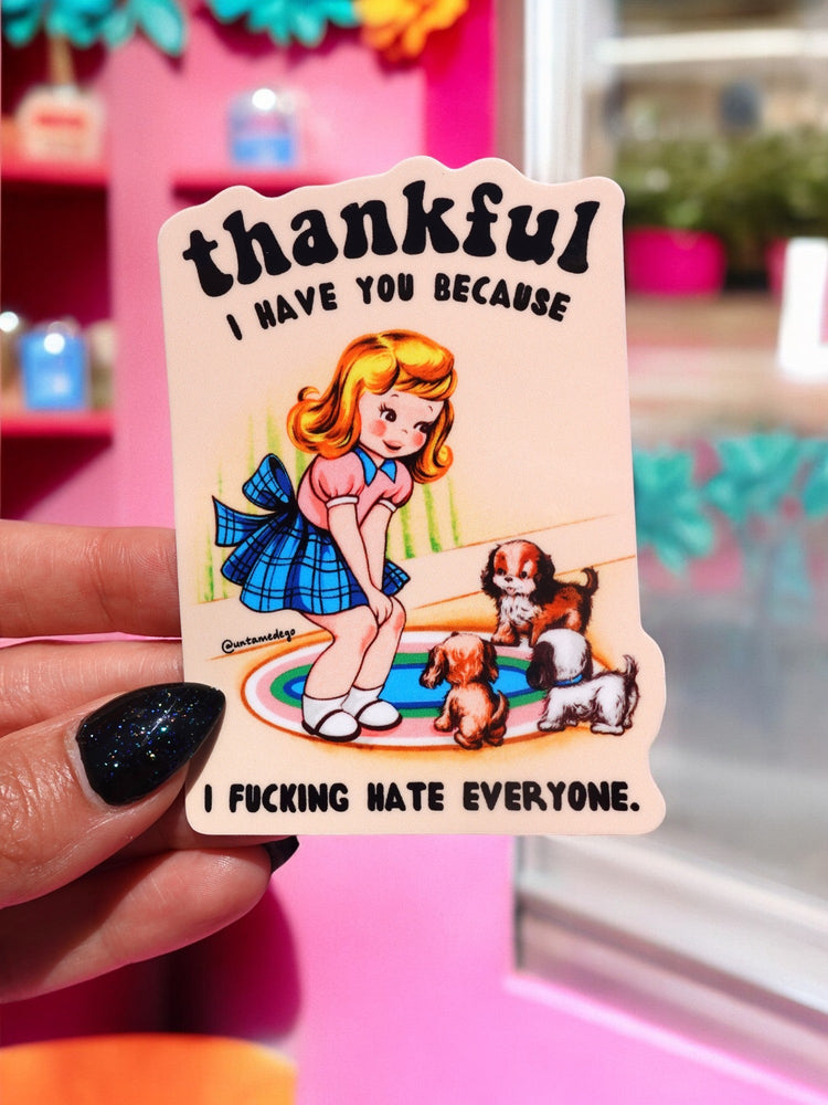 Funny Vinyl Sticker – Thankful I Have You – Dog Waterproof Dark Humor Decal (Online Order Only)