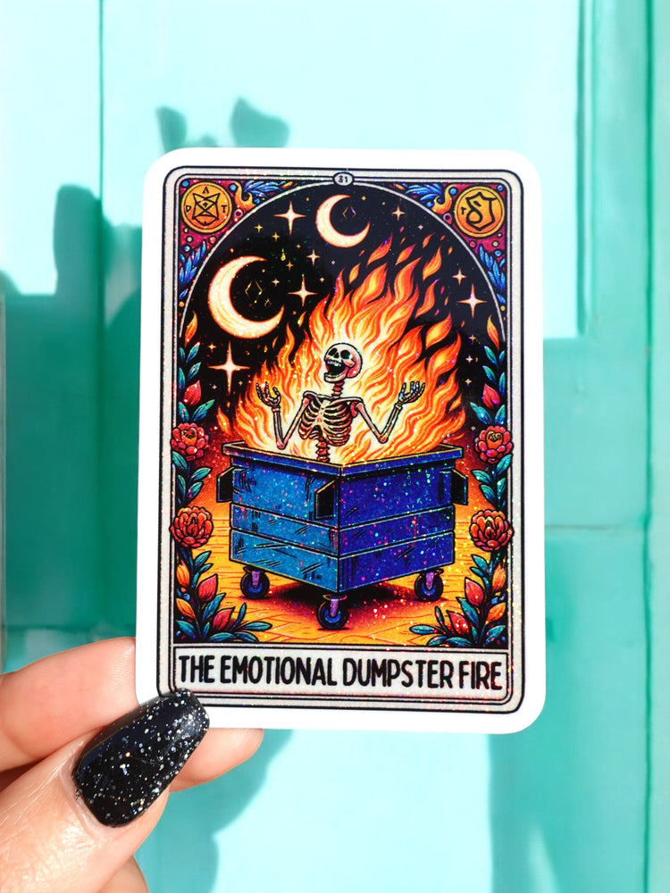 The Emotional Dumpster Fire Tarot Card Sticker (Online Order Only)