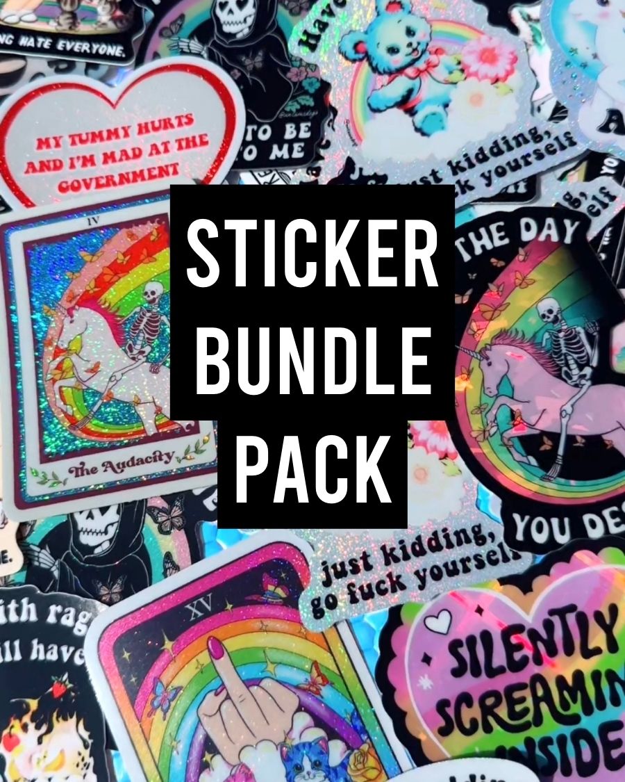 Mystery Unhinged Cute Sticker Pack – Funny Glitter Aesthetic Vinyl Stickers with Sass and Chaos for Laptops, and Water Bottles (Online Order Only)