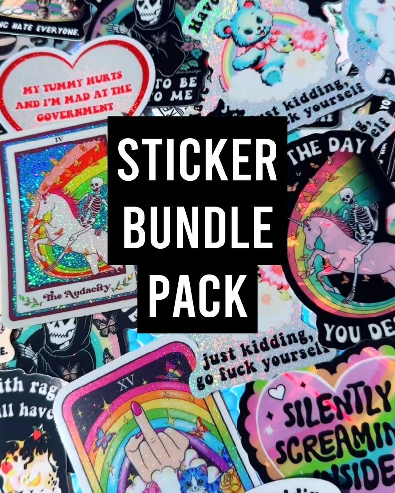Mystery Unhinged Cute Sticker Pack – Funny Glitter Aesthetic Vinyl Stickers with Sass and Chaos for Laptops, and Water Bottles (Online Order Only)