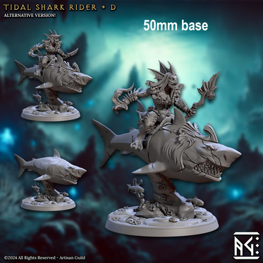 Tidal Shark Rider: Sculpt D (Mounted Female Merfolk Warrior) (Online Order Only)