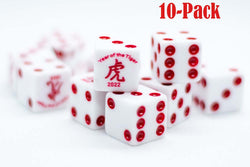 10-Pack Year of the Tiger Opaque White w/Red 16mm d6 Dice on the '1' side (Online Only)