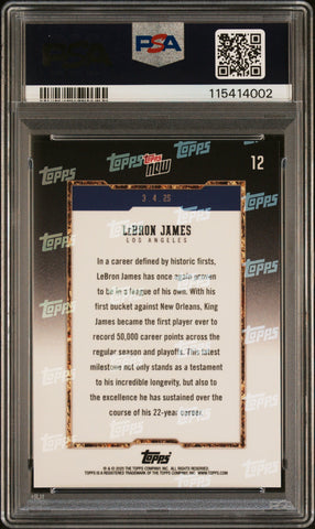 Graded 2024 Topps Now LeBron James #12 Basketball Card PSA 8 Near Mint (ONLINE ORDER ONLY)