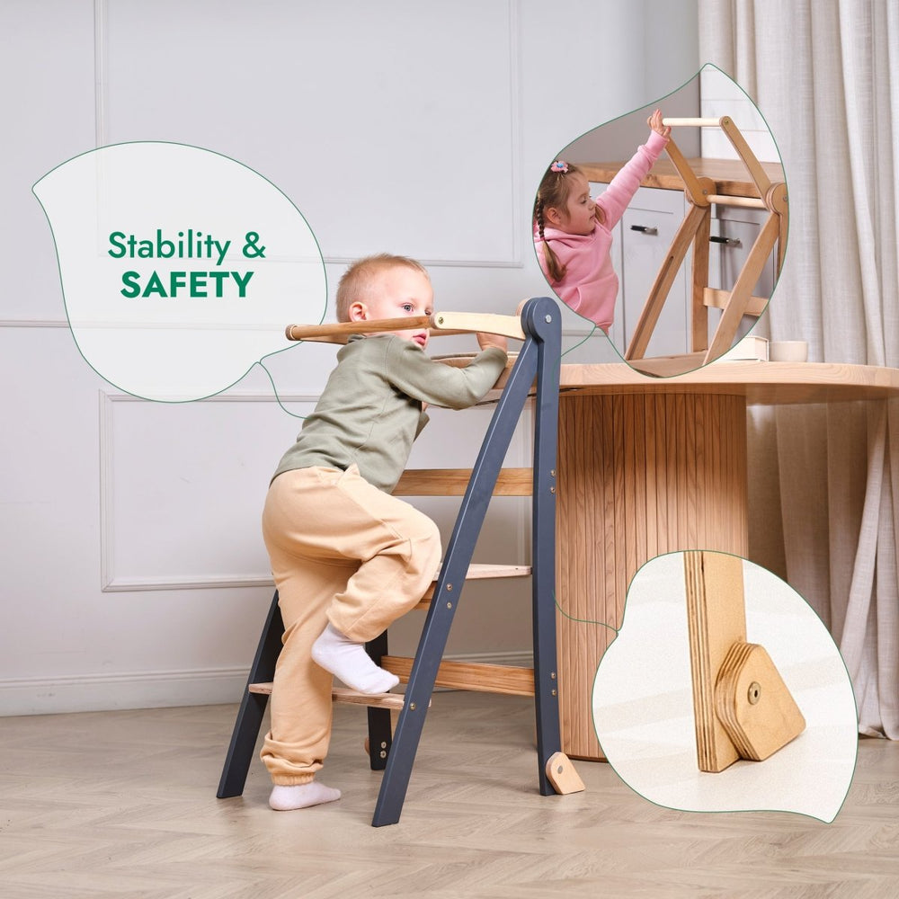 Toddler Tower: Foldable Step Stool for Toddlers - Gray (ONLINE ORDER ONLY)