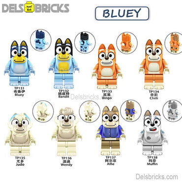 Bluey Set of 8 Lego Minifigures Custom Toys (ONLINE ORDER ONLY)