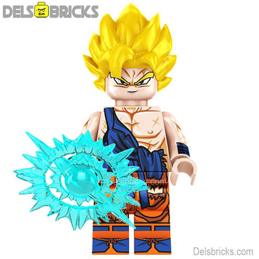 Goku Yellow Hair Dragon Ball Z Super Lego Minifigures Anime Custom Toys New (ONLINE ORDER ONLY)