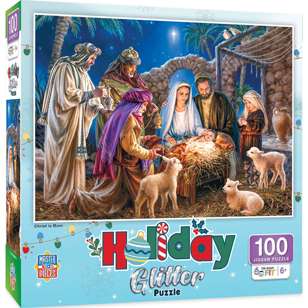 Holiday Glitter - Christ is Born 100 Piece Jigsaw Puzzle (ONLINE ORDER ONLY)