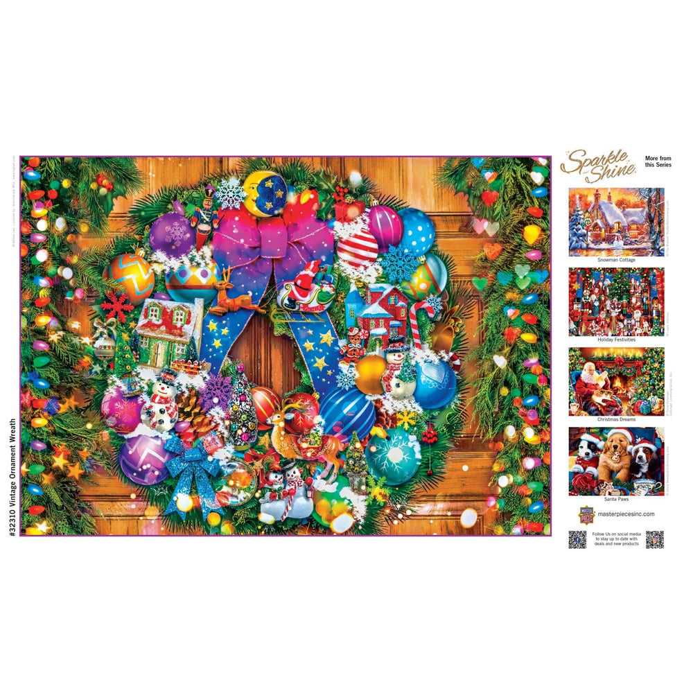 Sparkle & Shine - Vintage Ornament Wreath 500 Piece Glitter Jigsaw Puzzle (ONLINE ORDER ONLY)