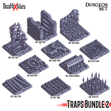 3D Printed Cast n Play Death x Tiles - Trap Bundle 2 Dungeon Tile Set (Online Only)