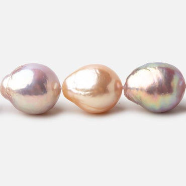 Tri Color Baroque Straight Drilled Freshwater Pearls 17 inch 26 pearls 12x11mm - 12x14mm A (ONLINE ORDER ONLY)