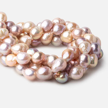 Tri Color Baroque Straight Drilled Freshwater Pearls 17 inch 26 pearls 12x11mm - 12x14mm A (ONLINE ORDER ONLY)