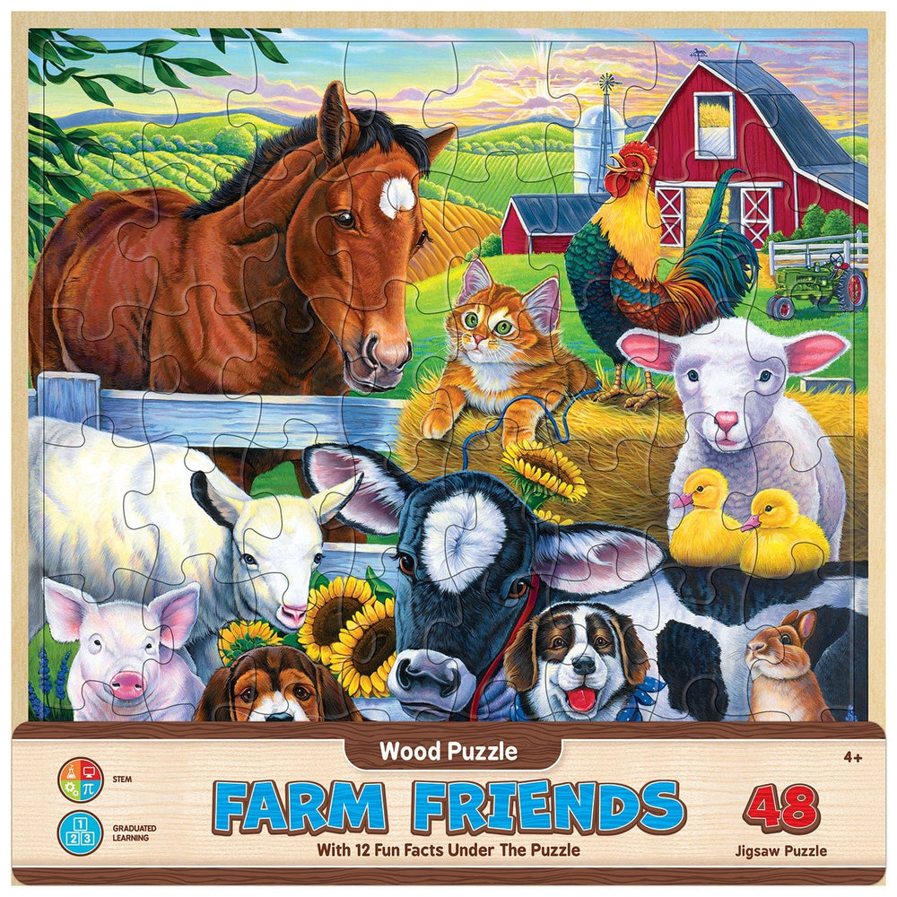 Wood Fun Facts - Farm Friends 48 Piece Wood Jigsaw Puzzle (ONLINE ORDER ONLY)