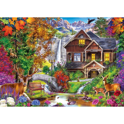 Tranquility - Hidden Falls Cottage 1000 Piece Jigsaw Puzzle