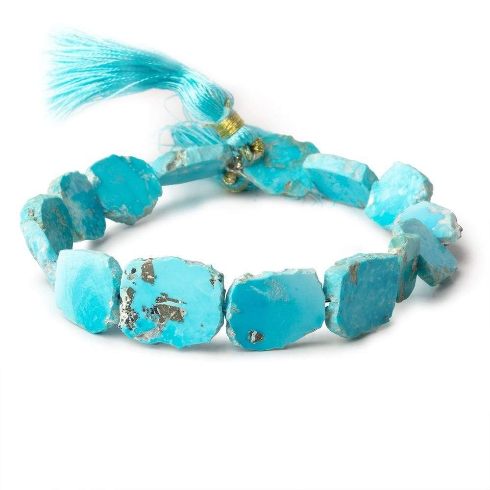 Turquoise Straight Drilled Slices 8 inch 15 Beads 12x10-14x12mm (ONLINE ORDER ONLY)