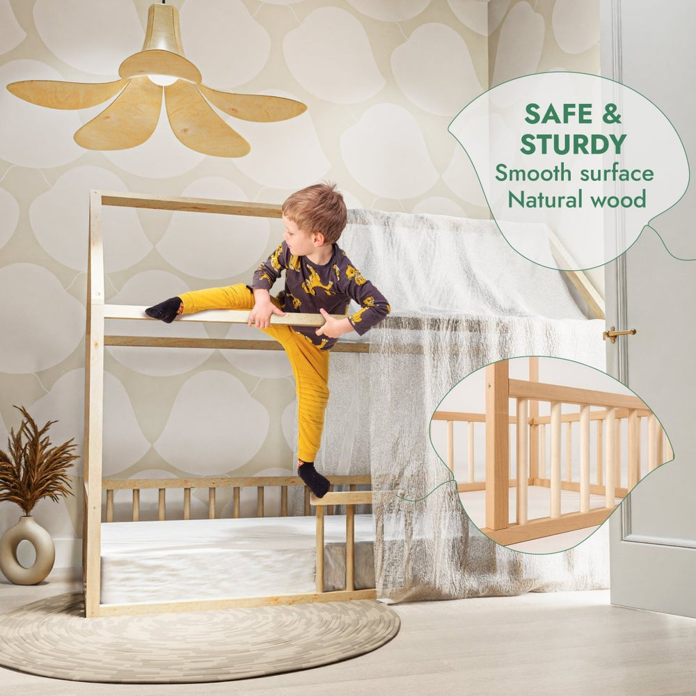 Twin Size Montessori House Bed for Kids with Fence (ONLINE ORDER ONLY)
