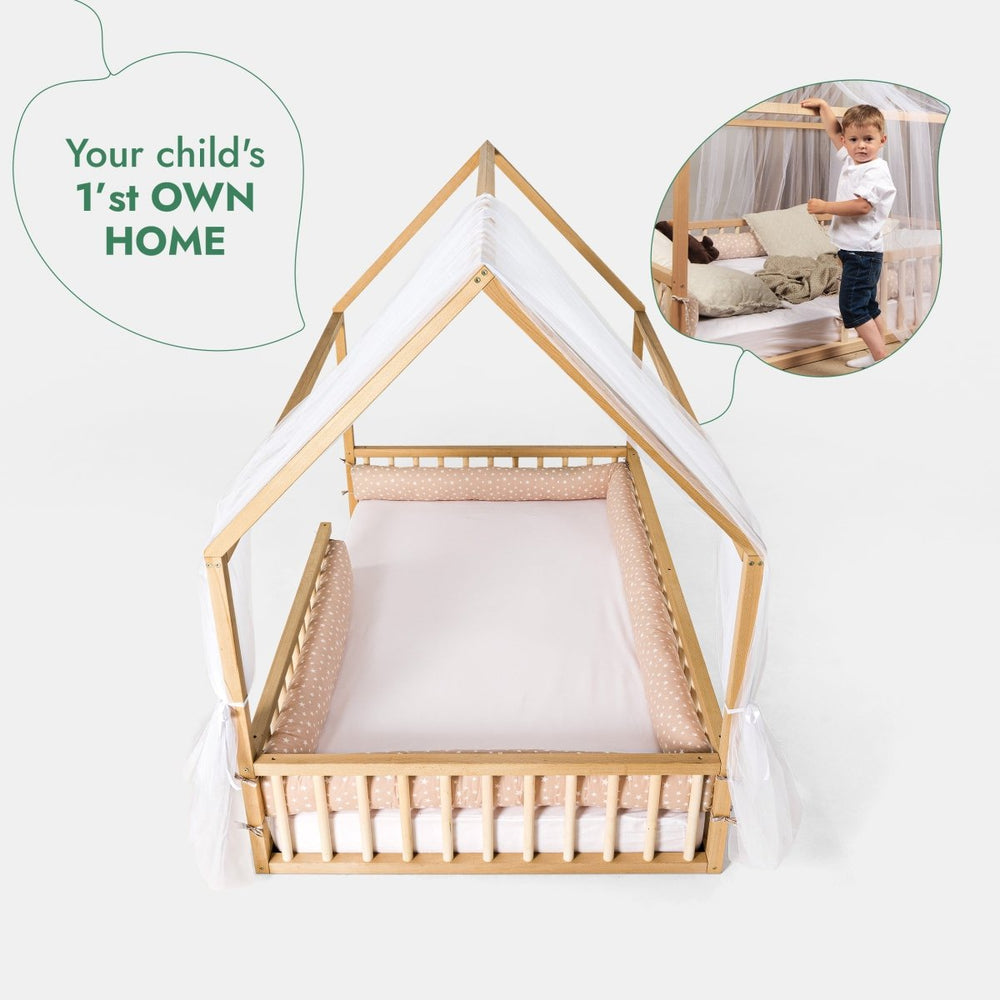 Twin Size Montessori House Bed for Kids with Fence (ONLINE ORDER ONLY)