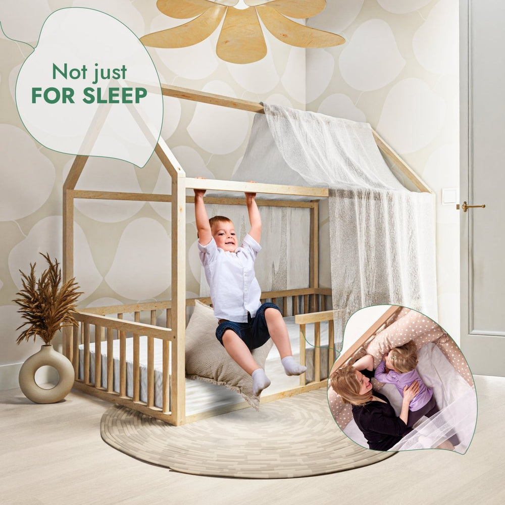 Twin Size Montessori House Bed for Kids with Fence (ONLINE ORDER ONLY)