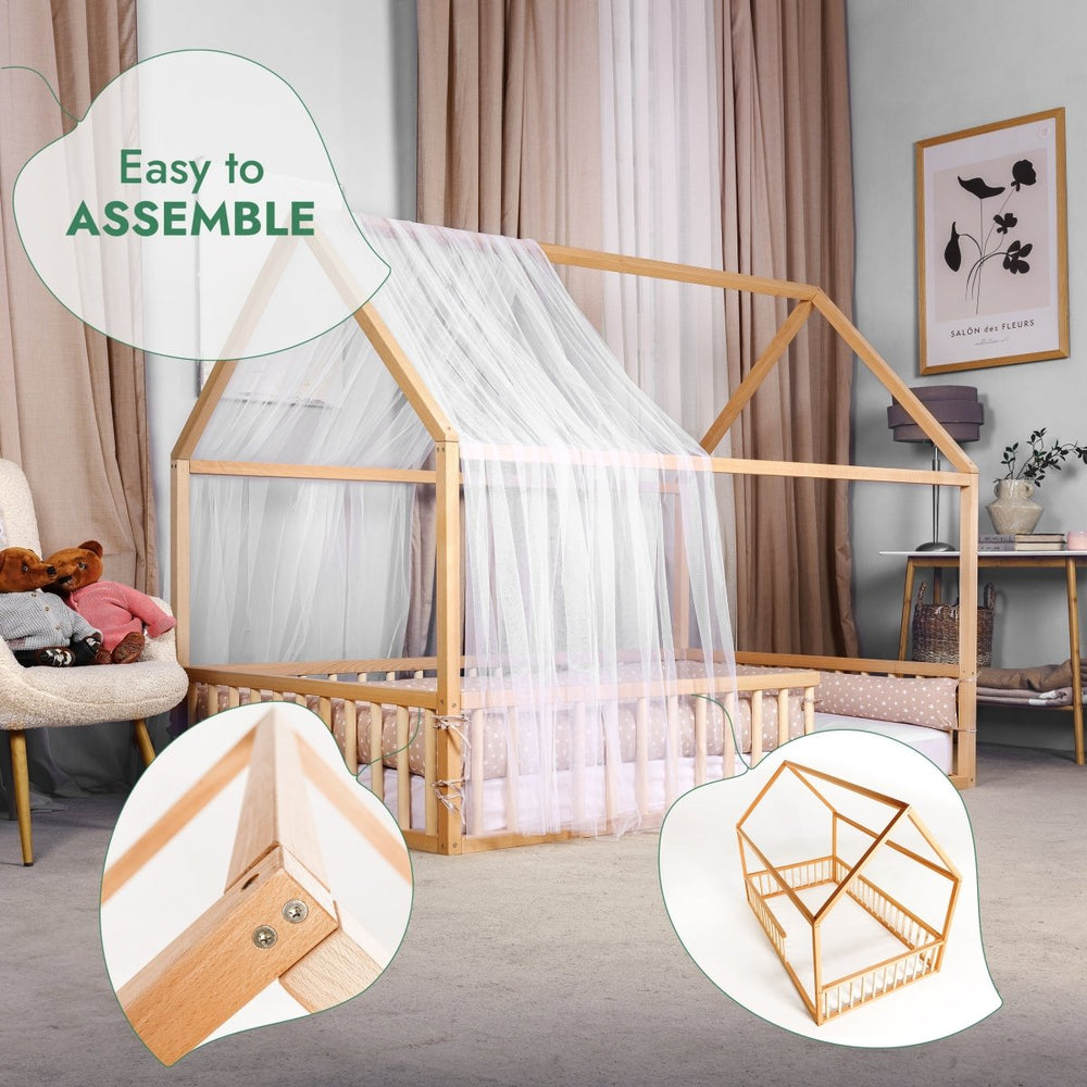 Twin Size Montessori House Bed for Kids with Fence (ONLINE ORDER ONLY)