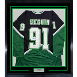 Framed Autographed/Signed Tyler Seguin 35x39 Dallas Black Hockey Jersey Beckett BAS COA