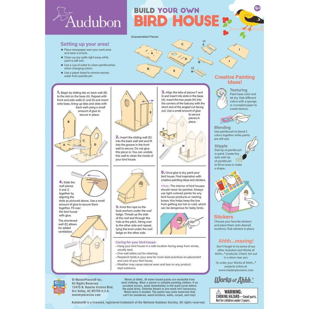 Audubon - Bird House Buildable Wood Craft & Paint Kit (ONLINE ORDER ONLY)