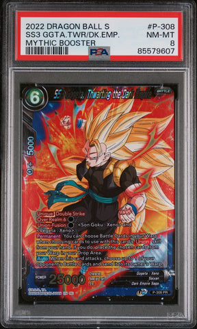 2022 DRAGON BALL SUPER MYTHIC BOOSTER SS3 GOGETA, THWRT/EMP #P-308 - PSA 8 (Online Order Only)