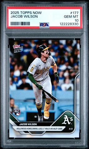 Graded 2025 Topps Now Jacob Wilson #177 Rookie RC Baseball Card PSA 10 Gem Mint (ONLINE ORDER ONLY)