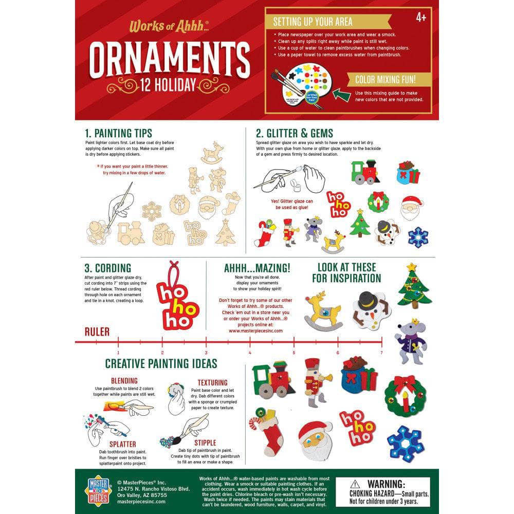 12 Holiday Ornaments Wood Craft & Paint Kit (ONLINE ORDER ONLY)