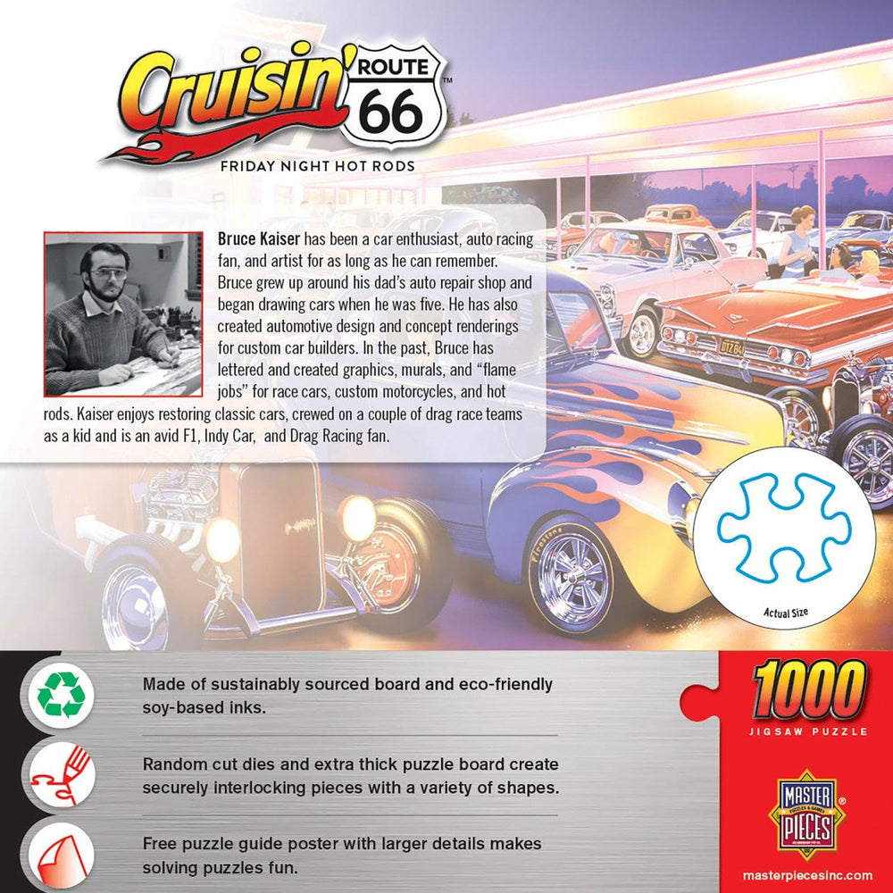 Cruisin' Route 66 - Friday Night Hot Rods 1000 Piece Jigsaw Puzzle (ONLINE ORDER ONLY)