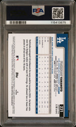Graded 2025 Topps Yoshinobu Yamamoto #231 Baseball Card PSA 8 Near Mint (ONLINE ORDER ONLY)