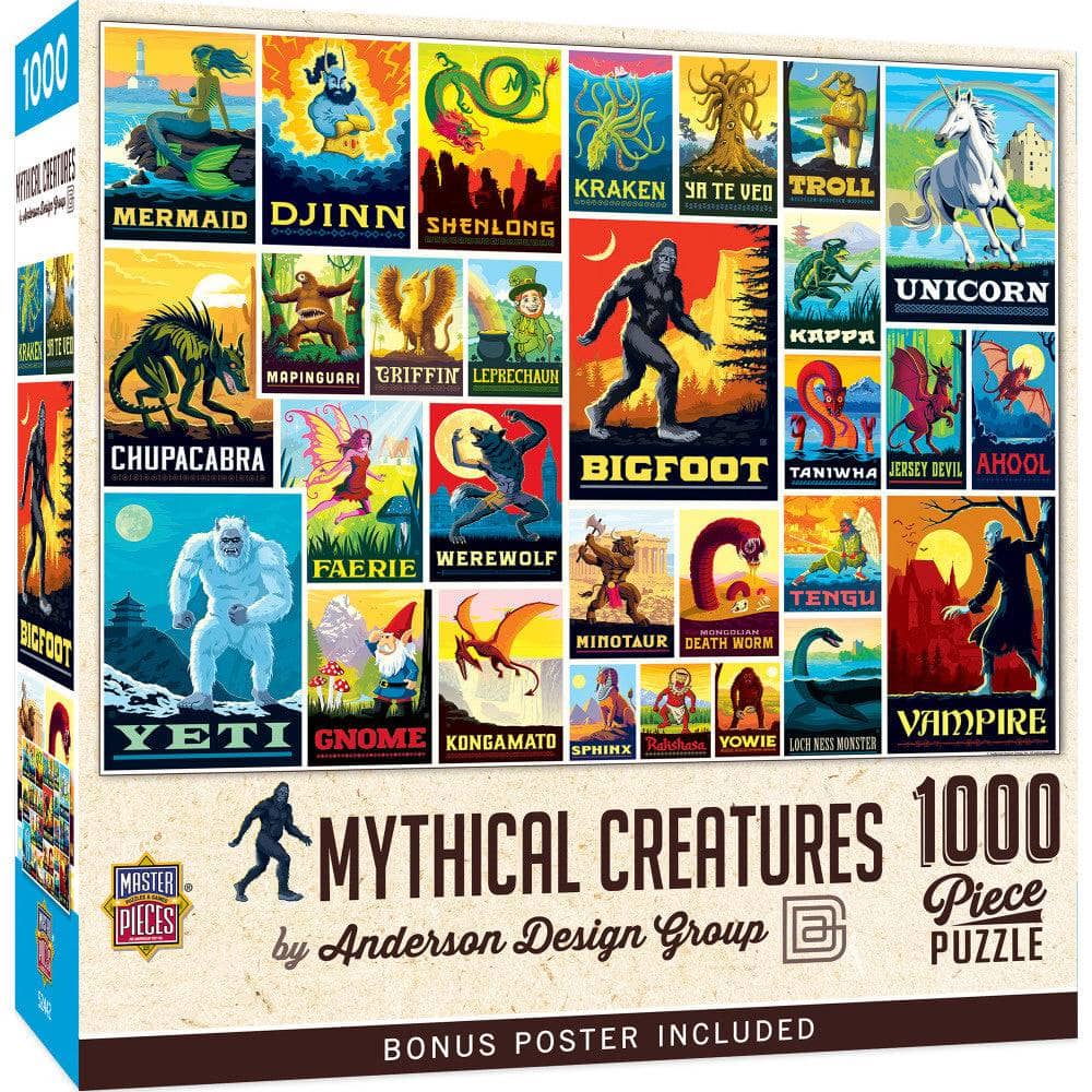 Vintage Posters - Mythical Creatures 1000 Piece Jigsaw Puzzle (ONLINE ORDER ONLY)
