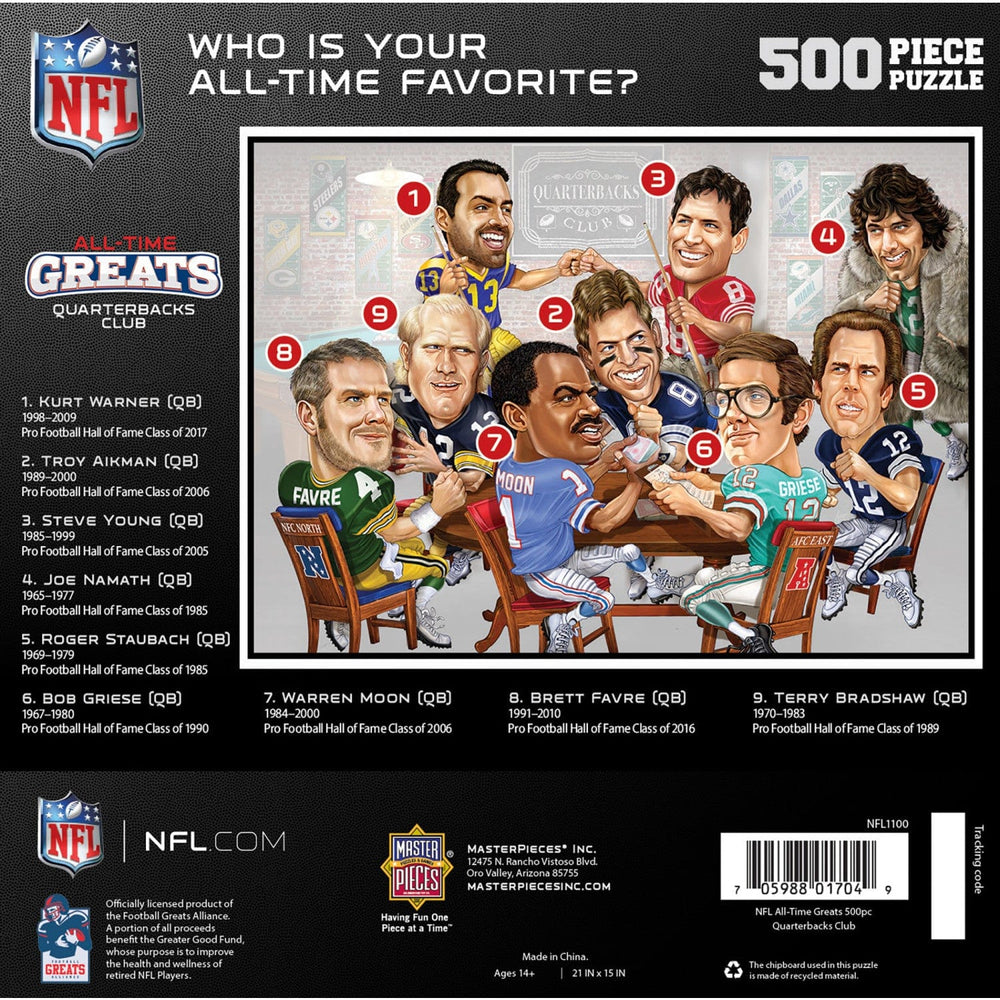 NFL Quarterbacks Club - All Time Greats 500 Piece Jigsaw Puzzle (ONLINE ORDER ONLY)